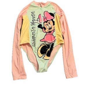 Disney Kids Minnie Mouse One-Piece Swimsuit in Mint, Pink, Yellow